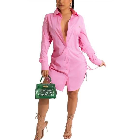 No brand Dresses & Skirts - Pink Button Up Shirt Dress